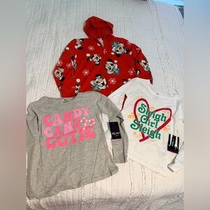 New Disney Minnie Mouse hooded sweatshirt full zip christmas shirts girls small
